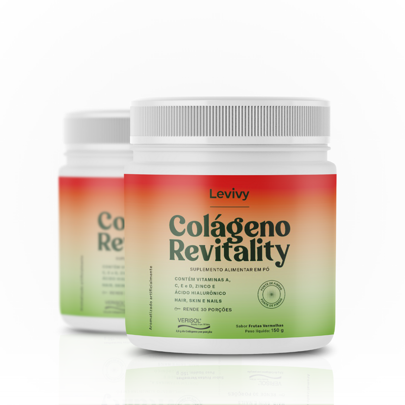 2 Potes Colágeno Revitality Verisol®  Sabor Frutas Vermelhas - Levivy